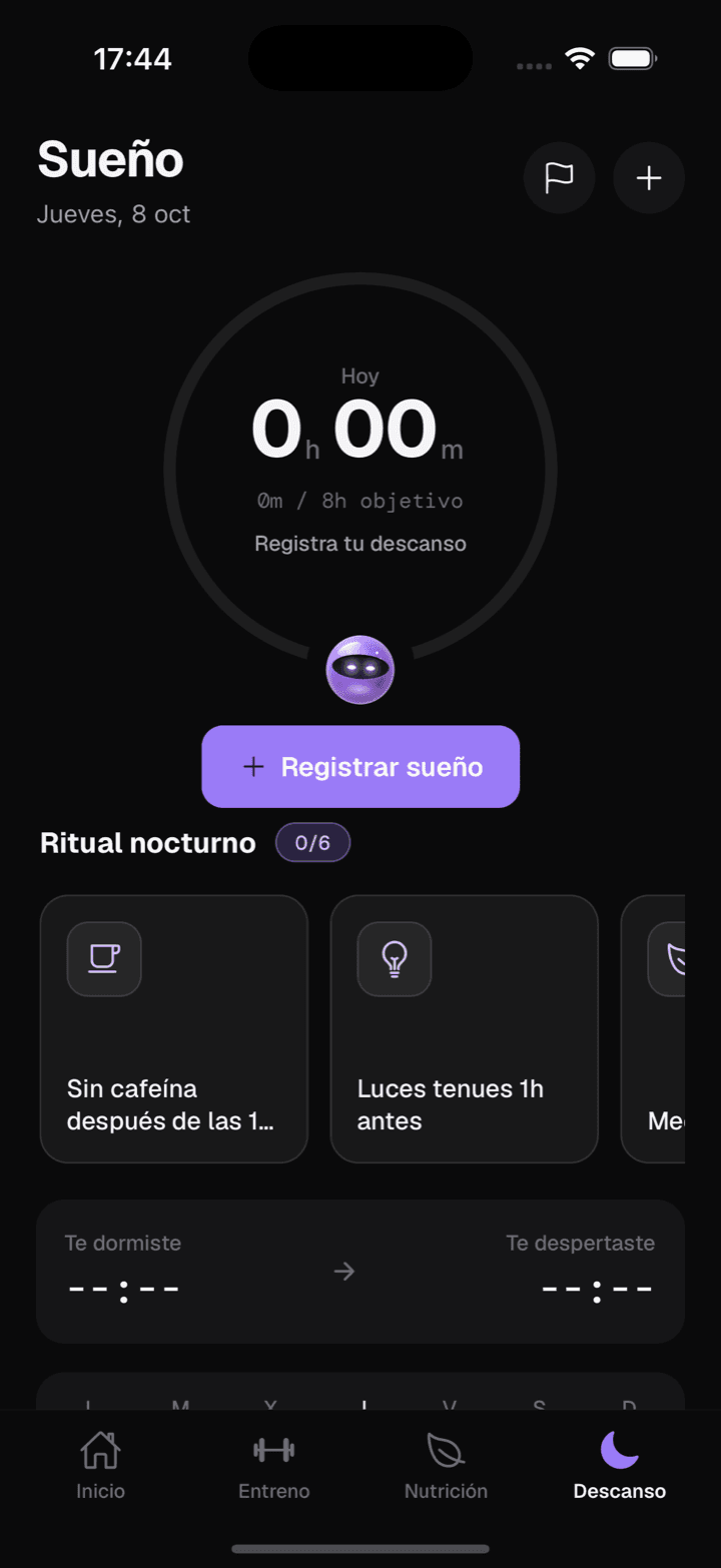 Pantalla Descanso de RayFit